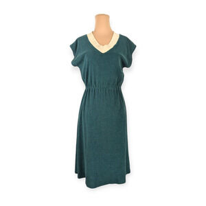 Vintage 70's Teal Green Terry Cloth Dress